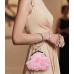 Evening Bags Wholesale - Pink Chiffon Rosettes w/ Rhinestone Ring Wristlet Evening Bag - BG-100187PN